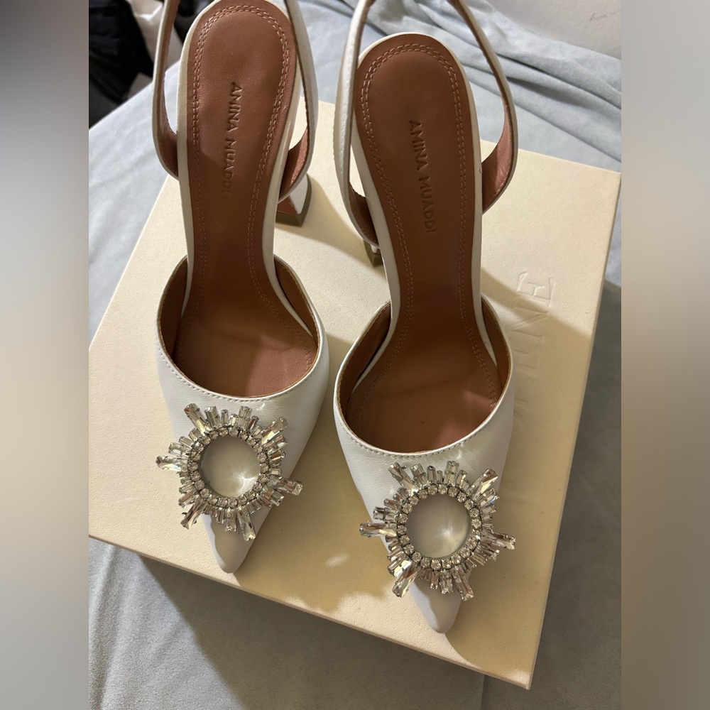 Amina Muaddi Begum Embellished Slingback Pumps